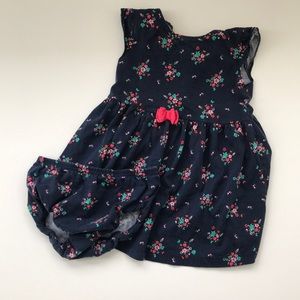 Navy floral knit dress and bloomers